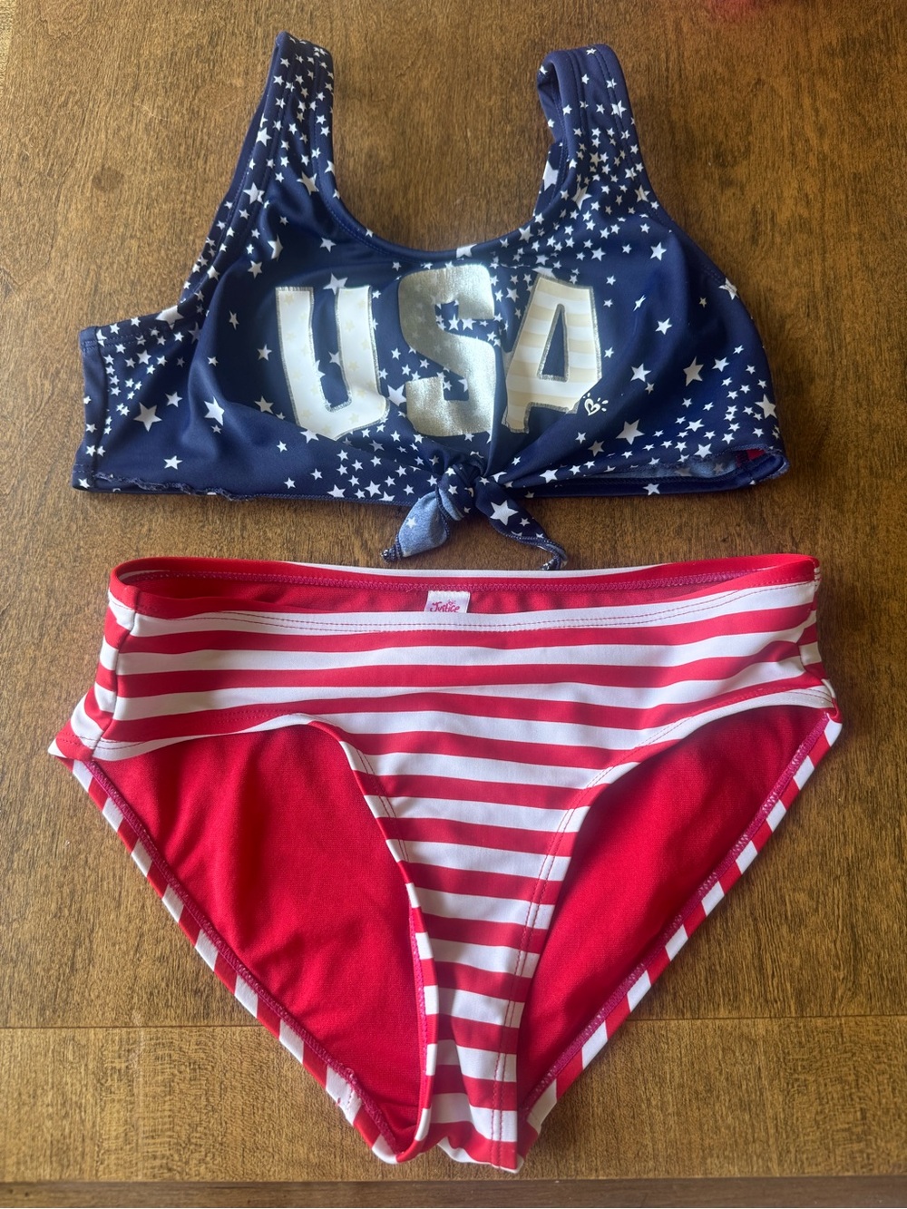 Justice Bright Red Swim Bottoms with White Trim
